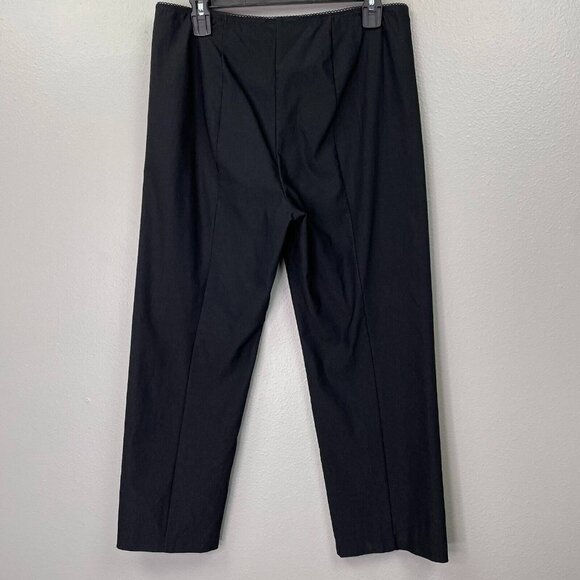 Joseph Ribkoff Pants Womens 12 Cropped Black High Rise Slit Hems Stretch - Picture 2 of 12